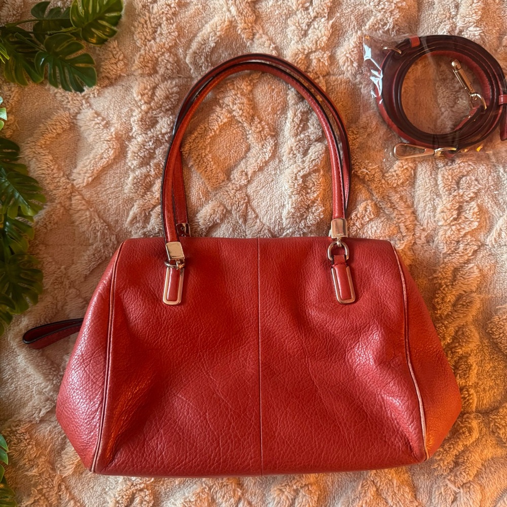 Coach Madison Madeline East West Leather Satchel | Detachable Crossbody | Coral - Picture 4 of 16